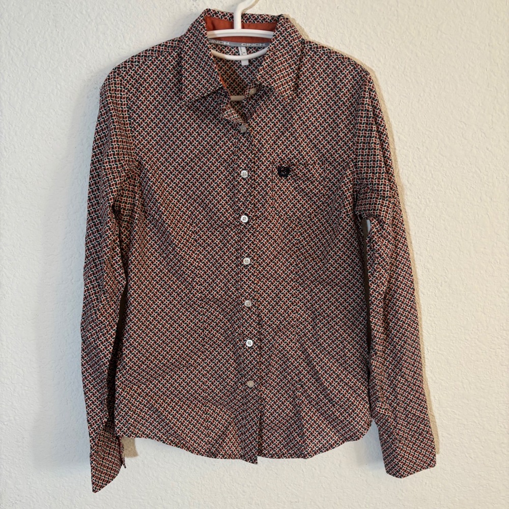Cinch Geo Print Long Sleeve Button Down Western Shirt Size Small